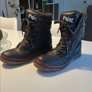 Pajar Black and Brown Boots with Durable Sole and Lace-Up Design